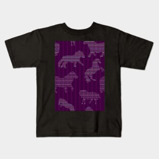 Shetland Fairisle Dancing Ponies - Purple Kids T-Shirt